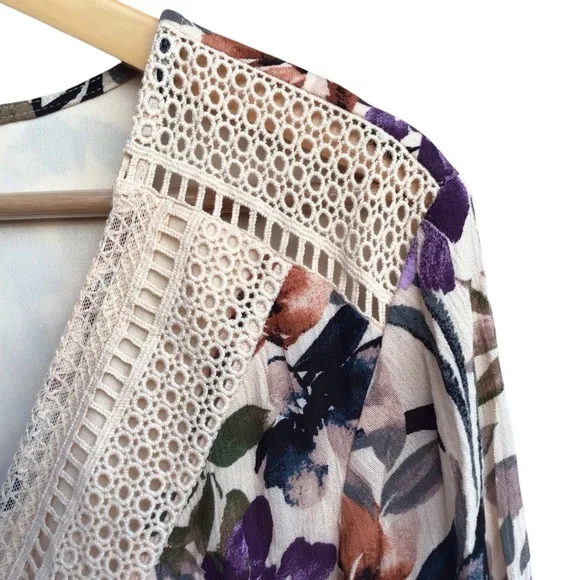 TORRID Mini Gauze Lace-Up Floral Print V-neck Skater Dress Size 1  NEW - Picture 7 of 11